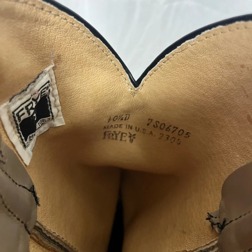 Tan Leather Cowboy Boots vintage frye size 10 1/2 d